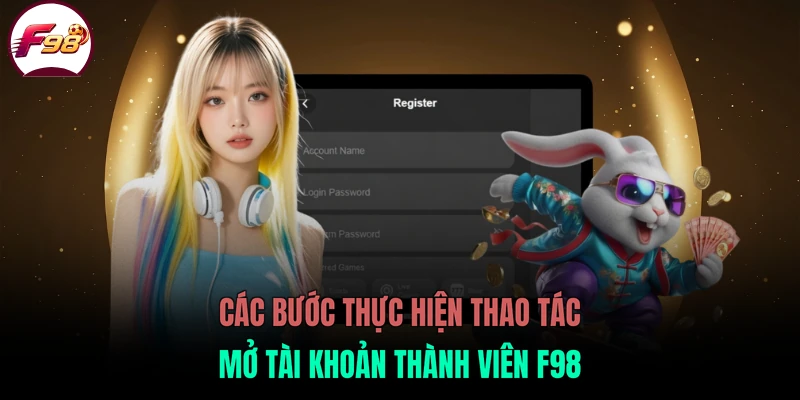 Các bước thực hiện thao tác mở tài khoản thành viên F98
